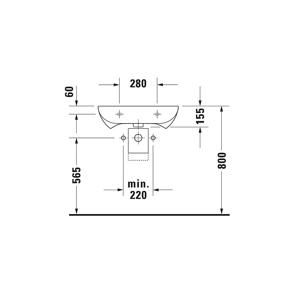 Duravit D-Code Waschtisch 555x600x155mm wandhäng., Weiß Hochglanz, Rechteckig, 1 Wa... DURAVIT-2313600000 4021534686528 (Abb. 4)