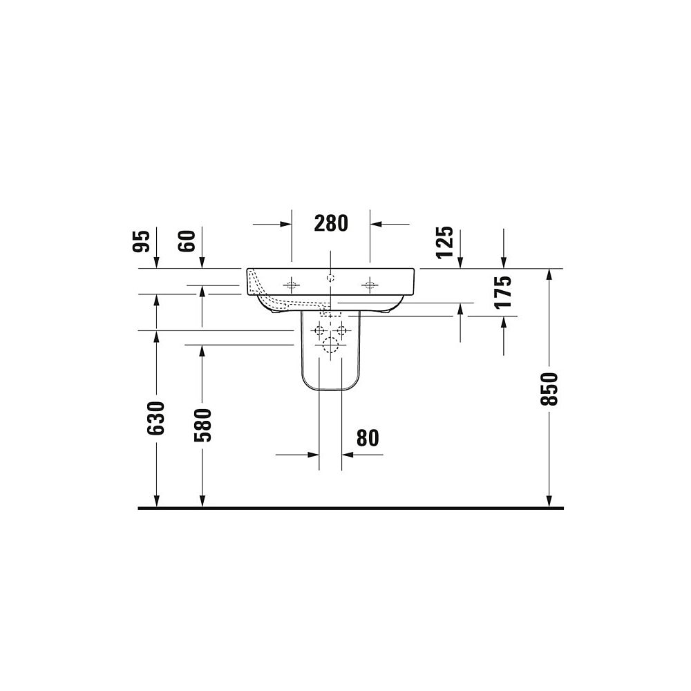 Duravit Happy D.2 Waschtisch 475x600x175mm wandhängend Weiß Hochglanz, Rechteckig,... DURAVIT-23166000001 4021534848797 (Abb. 5)