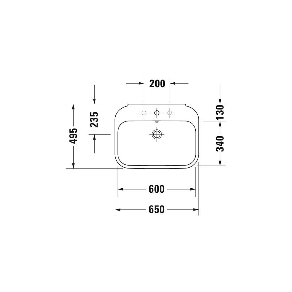 Duravit Happy D.2 Waschtisch 495x650x175mm wandhängend Weiß Hochglanz, Rechteckig,... DURAVIT-23166500001 4021534848728 (Abb. 2)