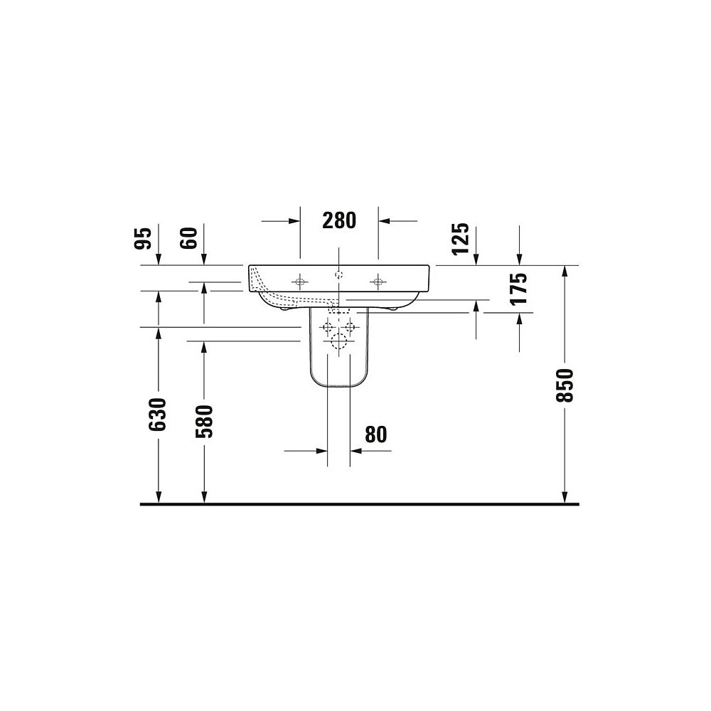 Duravit Happy D.2 Waschtisch 495x650x175mm wandhängend Weiß Hochglanz, Rechteckig,... DURAVIT-23166500001 4021534848728 (Abb. 4)