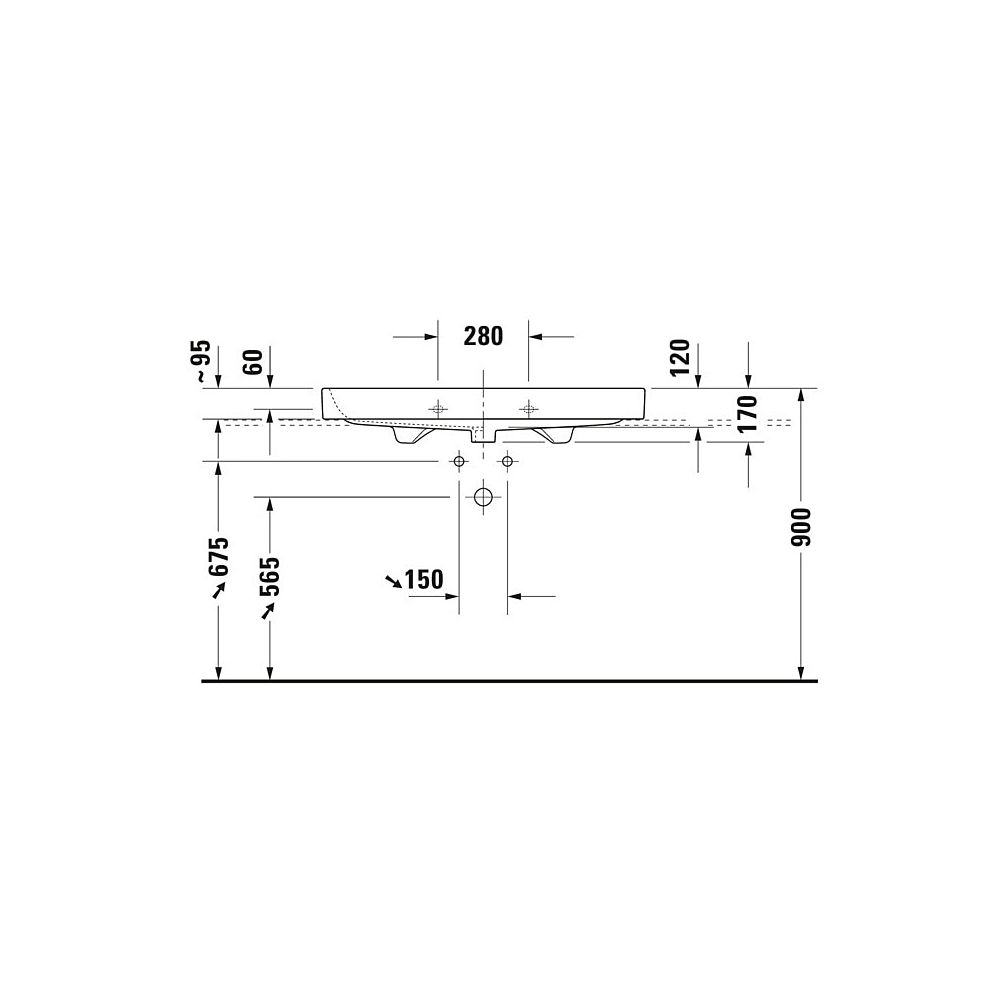 Duravit Happy D.2 Waschtisch 505x1000x170mm, WonderGliss, Weiß Hochglanz, Rechteck... DURAVIT-23181000271 4021534861376 (Abb. 5)