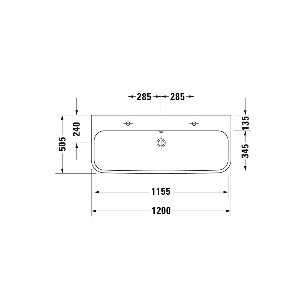 Duravit Happy D.2 Waschtisch 505x1200x170mm, WonderGliss, Weiß Hochglanz, Rechteck... DURAVIT-23181200261 4021534954764 (Abb. 3)