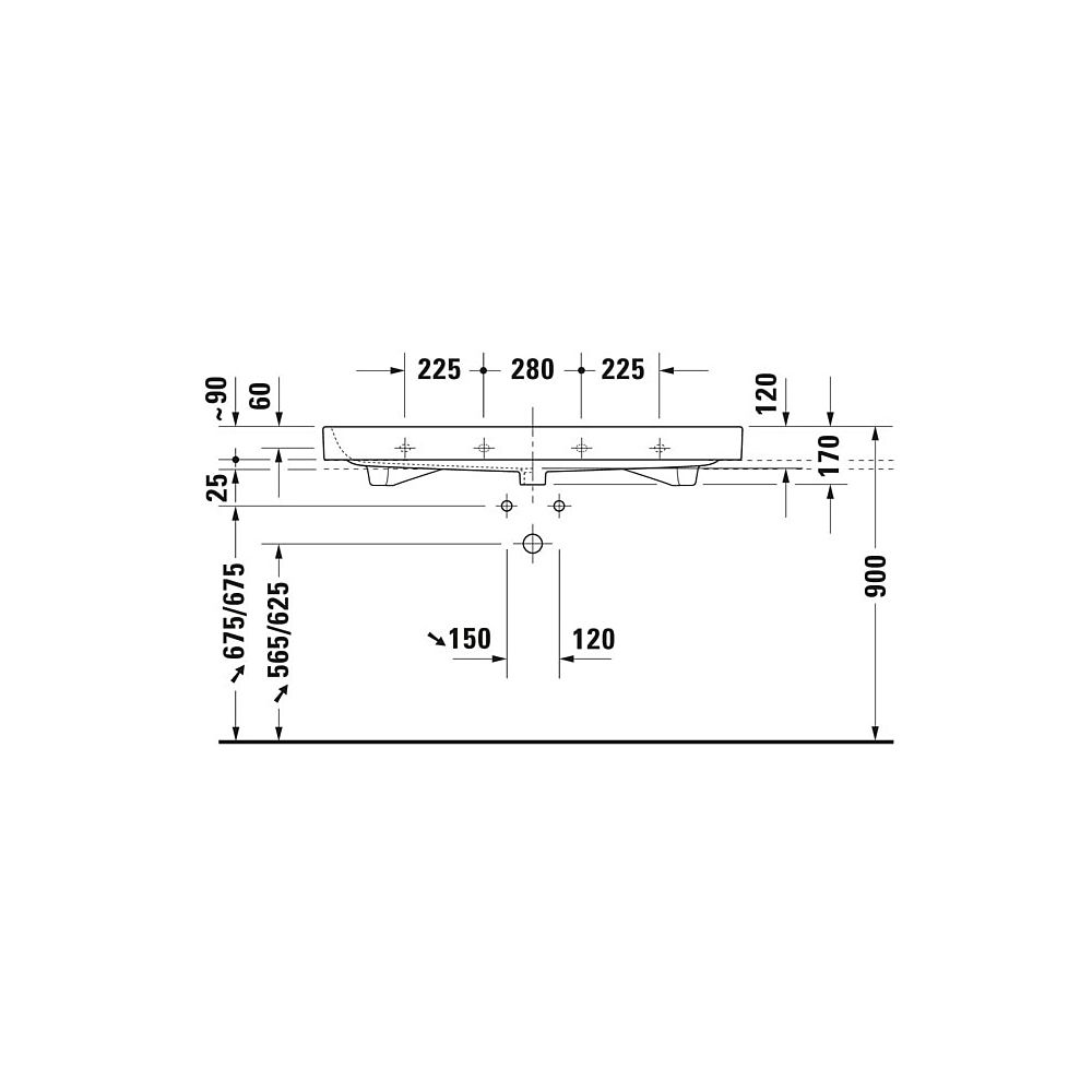 Duravit Happy D.2 Waschtisch 505x1200x170mm, WonderGliss, Weiß Hochglanz, Rechteck... DURAVIT-23181200261 4021534954764 (Abb. 8)