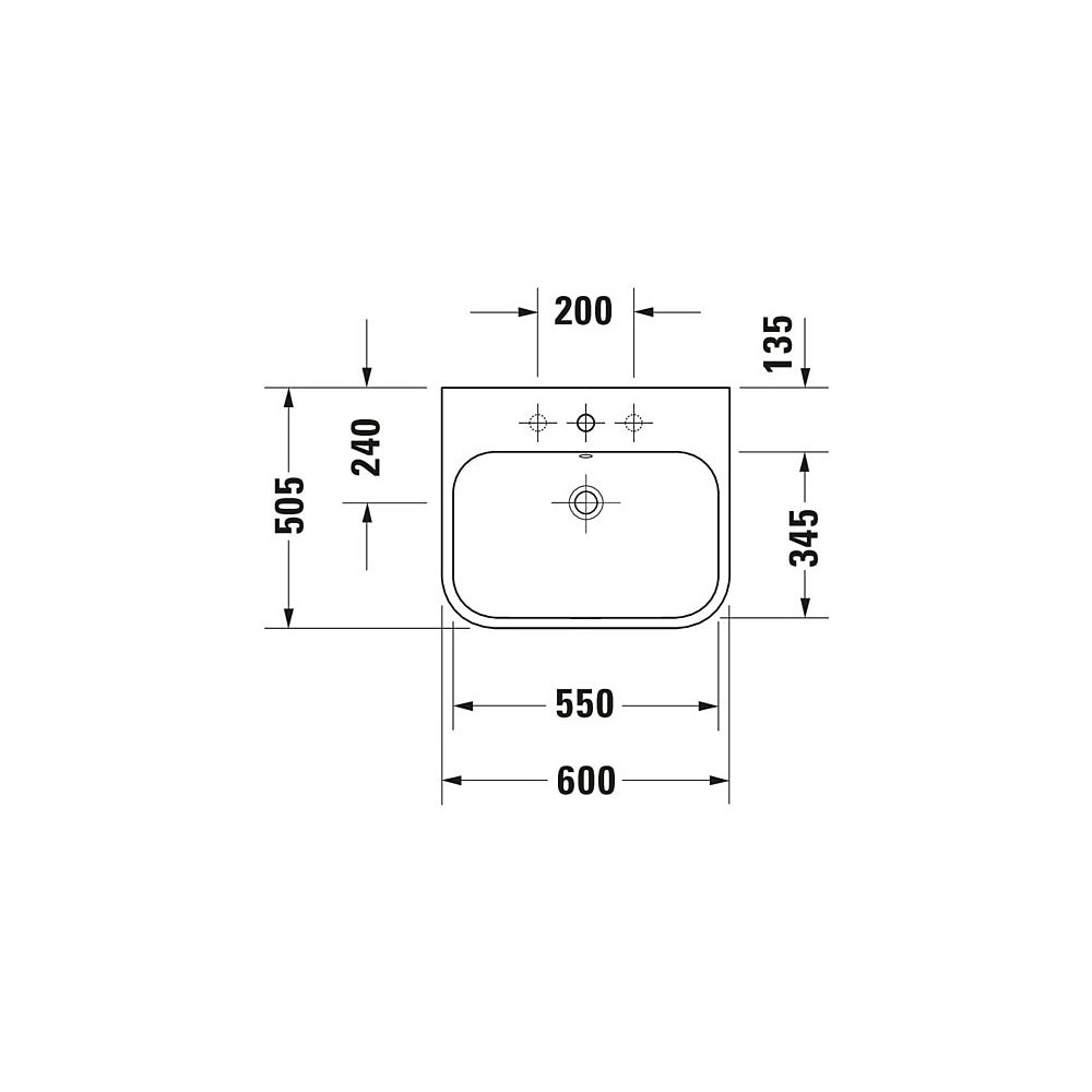Duravit Happy D.2 Waschtisch 505x600x170mm, WonderGliss, Weiß Hochglanz, Rechtecki... DURAVIT-23186000001 4053424119519 (Abb. 5)