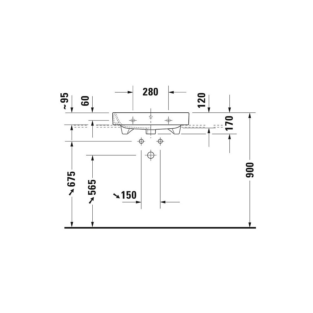 Duravit Happy D.2 Waschtisch 505x600x170mm, WonderGliss, Weiß Hochglanz, Rechtecki... DURAVIT-23186000001 4053424119519 (Abb. 6)