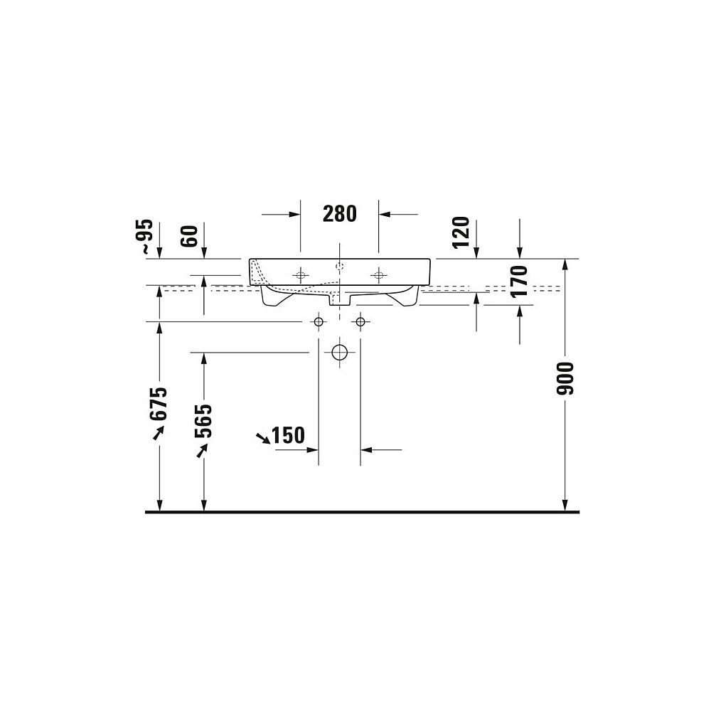 Duravit Happy D.2 Waschtisch 505x650x170mm, Weiß Hochglanz, Rechteckig, 1 WP/HL mit... DURAVIT-2318650027 4021534861321 (Abb. 4)