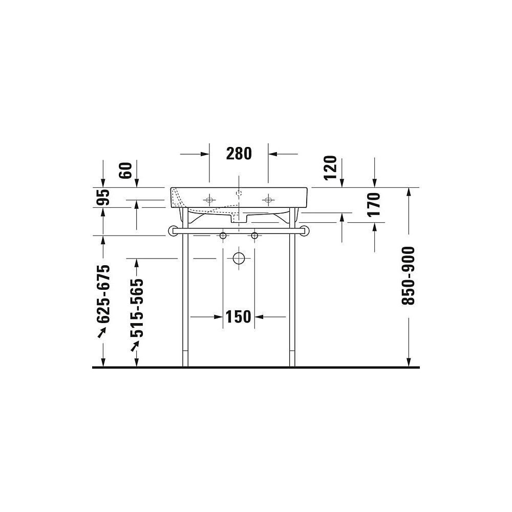 Duravit Happy D.2 Metallkonsole 491x623x750-800mm variabel, Chrom poliert, bodenste... DURAVIT-0030781000 4021534923296 (Abb. 4)