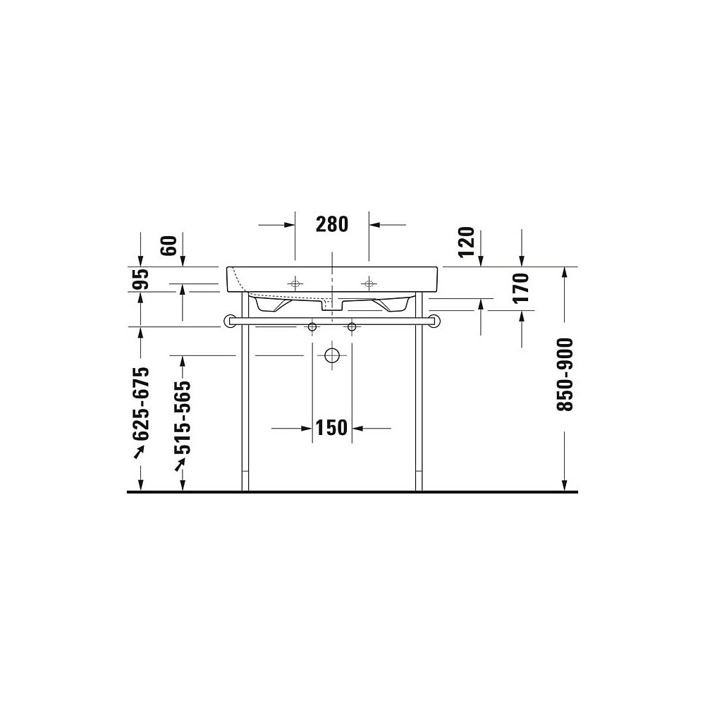 Duravit Happy D.2 Metallkonsole 491x773x750-800mm variabel, Chrom poliert, bodenste... DURAVIT-0030771000 4021534923289 (Abb. 4)