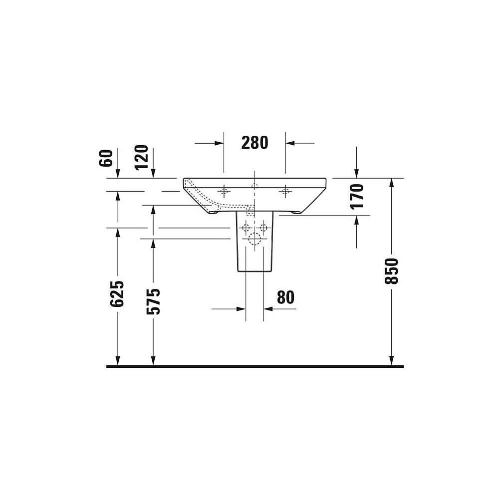 Duravit DuraStyle Waschtisch 440x650x170mm wandhäng., Weiß Hochglanz, Rechteckig, ... DURAVIT-2319650000 4021534851063 (Abb. 11)