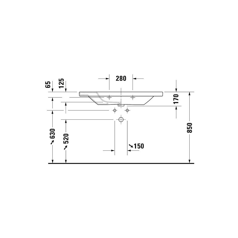 Duravit DuraStyle Waschtisch 480x1000x170mm, Weiß Hochglanz, Rechteckig, 1 Waschpl... DURAVIT-2320100000 4021534851100 (Abb. 19)