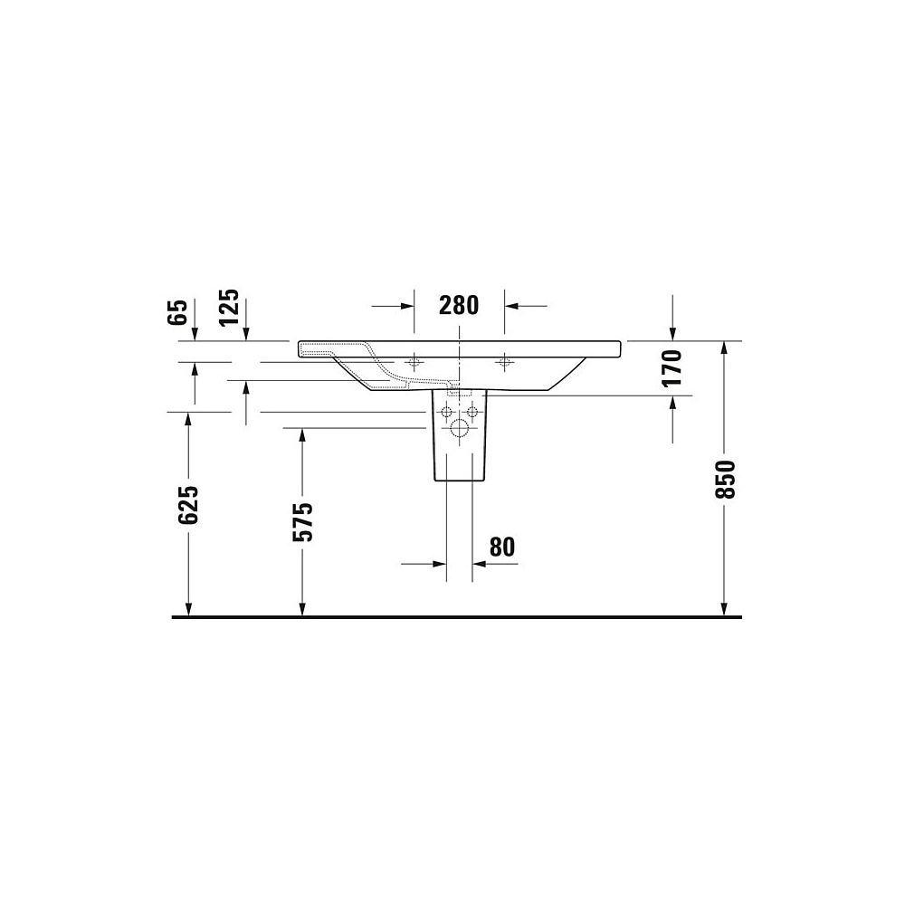Duravit DuraStyle Waschtisch 480x1000x170mm, Weiß Hochglanz, Rechteckig, 1 Waschpl... DURAVIT-2320100000 4021534851100 (Abb. 20)