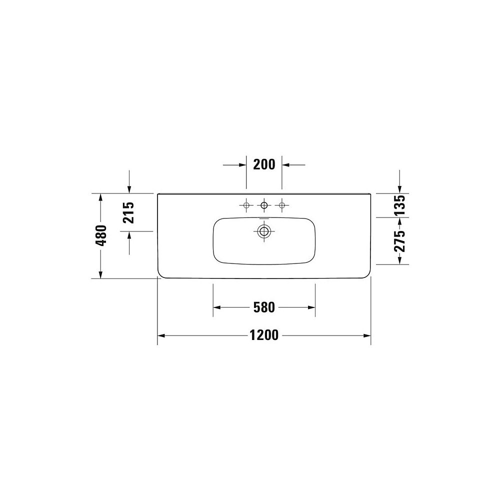 Duravit DuraStyle Waschtisch 480x1200x170mm, Weiß Hochglanz, Rechteckig, 1 Waschpla... DURAVIT-2320120000 4021534904325 (Abb. 2)
