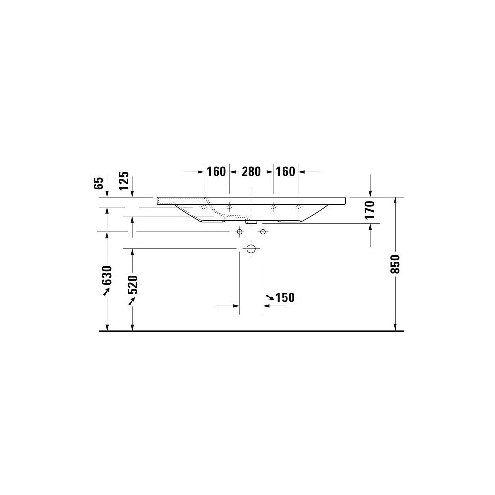Duravit DuraStyle Waschtisch 480x1200x170mm, Weiß Hochglanz, Rechteckig, 1 Waschpla... DURAVIT-2320120000 4021534904325 (Abb. 3)