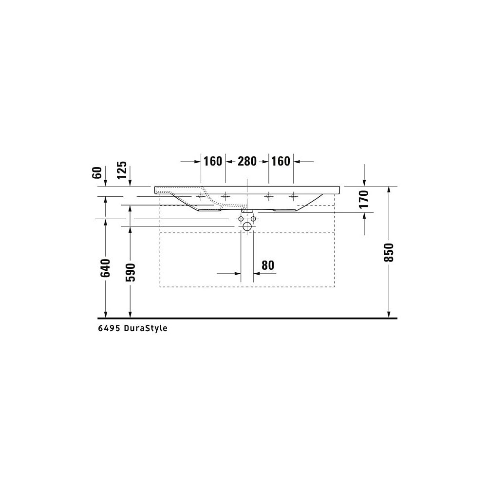 Duravit DuraStyle Waschtisch 480x1200x170mm, Weiß Hochglanz, Rechteckig, 1 Waschpla... DURAVIT-2320120000 4021534904325 (Abb. 6)
