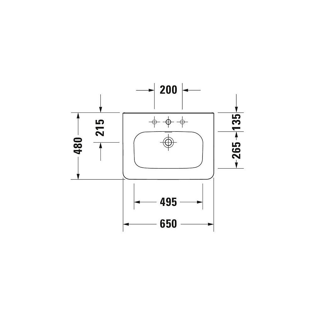Duravit DuraStyle Waschtisch 480x650x165mm, Weiß Hochglanz, Rechteckig, 1 Waschplat... DURAVIT-2320650000 4021534854316 (Abb. 9)