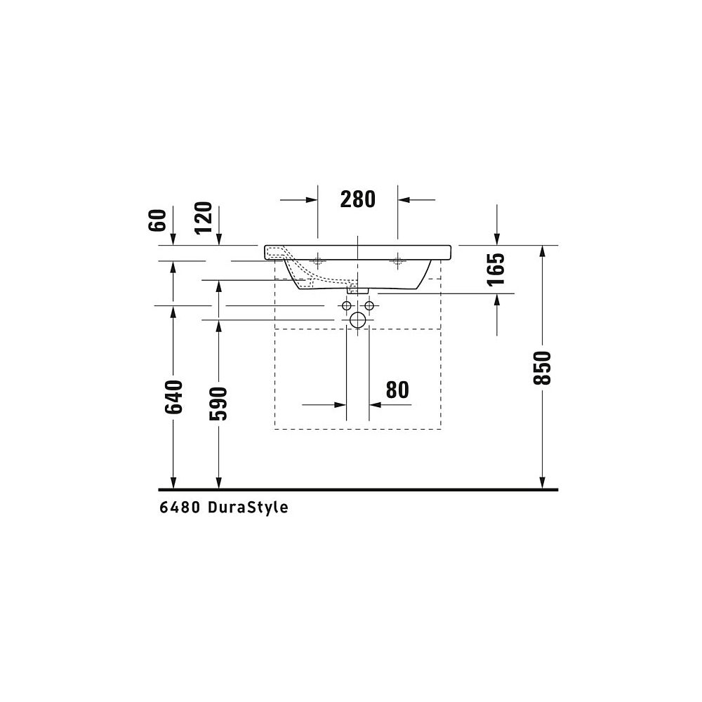 Duravit DuraStyle Waschtisch 480x650x165mm, Weiß Hochglanz, Rechteckig, 1 Waschpla... DURAVIT-2320650000 4021534854316 (Abb. 13)