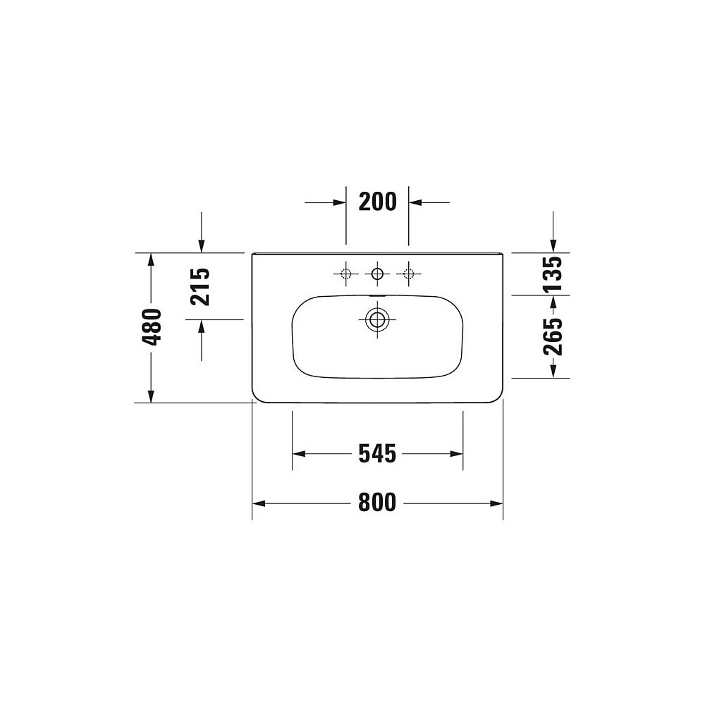 Duravit DuraStyle Waschtisch 480x800x170mm, Weiß Hochglanz, Rechteckig, 1 Waschpla... DURAVIT-2320800000 4021534850721 (Abb. 18)