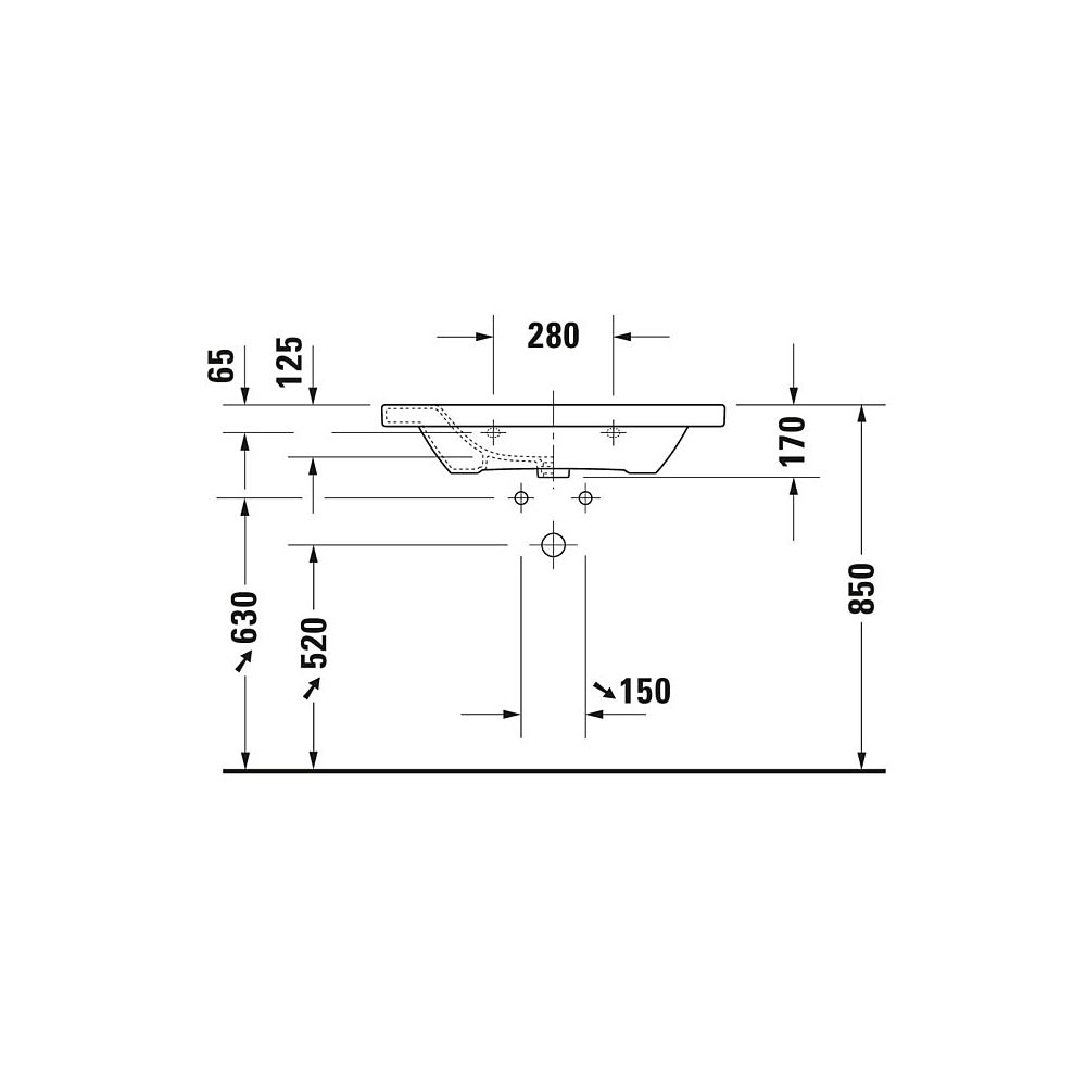 Duravit DuraStyle Waschtisch 480x800x170mm, Weiß Hochglanz, Rechteckig, 1 Waschpla... DURAVIT-2320800000 4021534850721 (Abb. 19)
