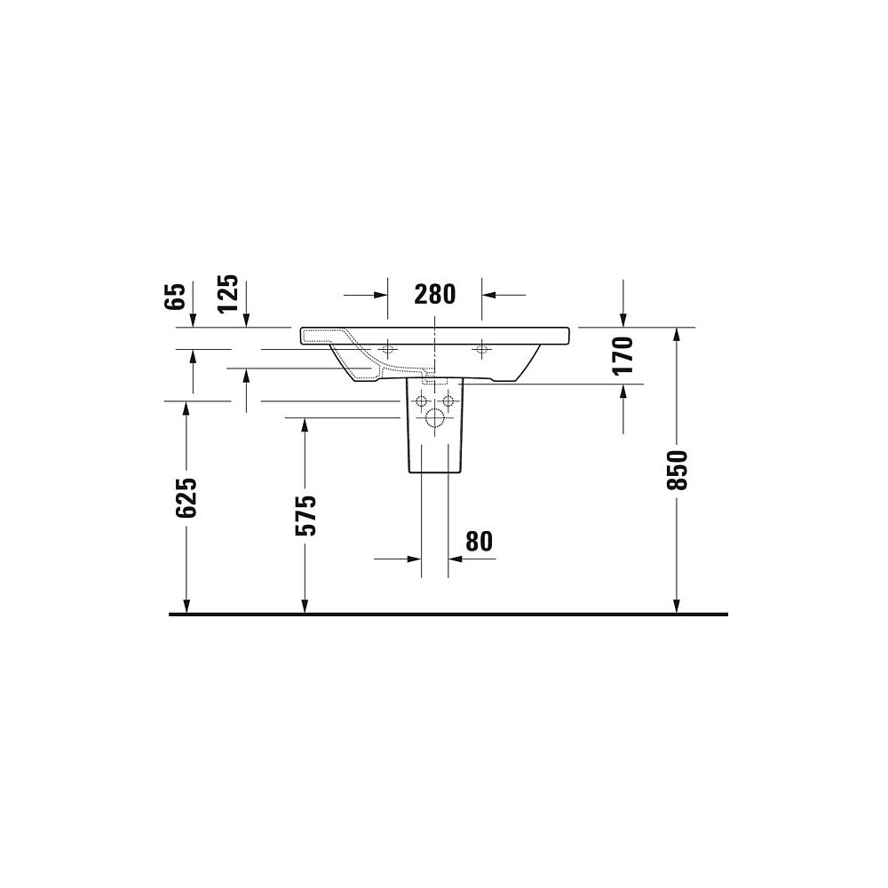 Duravit DuraStyle Waschtisch 480x800x170mm, Weiß Hochglanz, Rechteckig, 1 Waschpla... DURAVIT-2320800000 4021534850721 (Abb. 20)