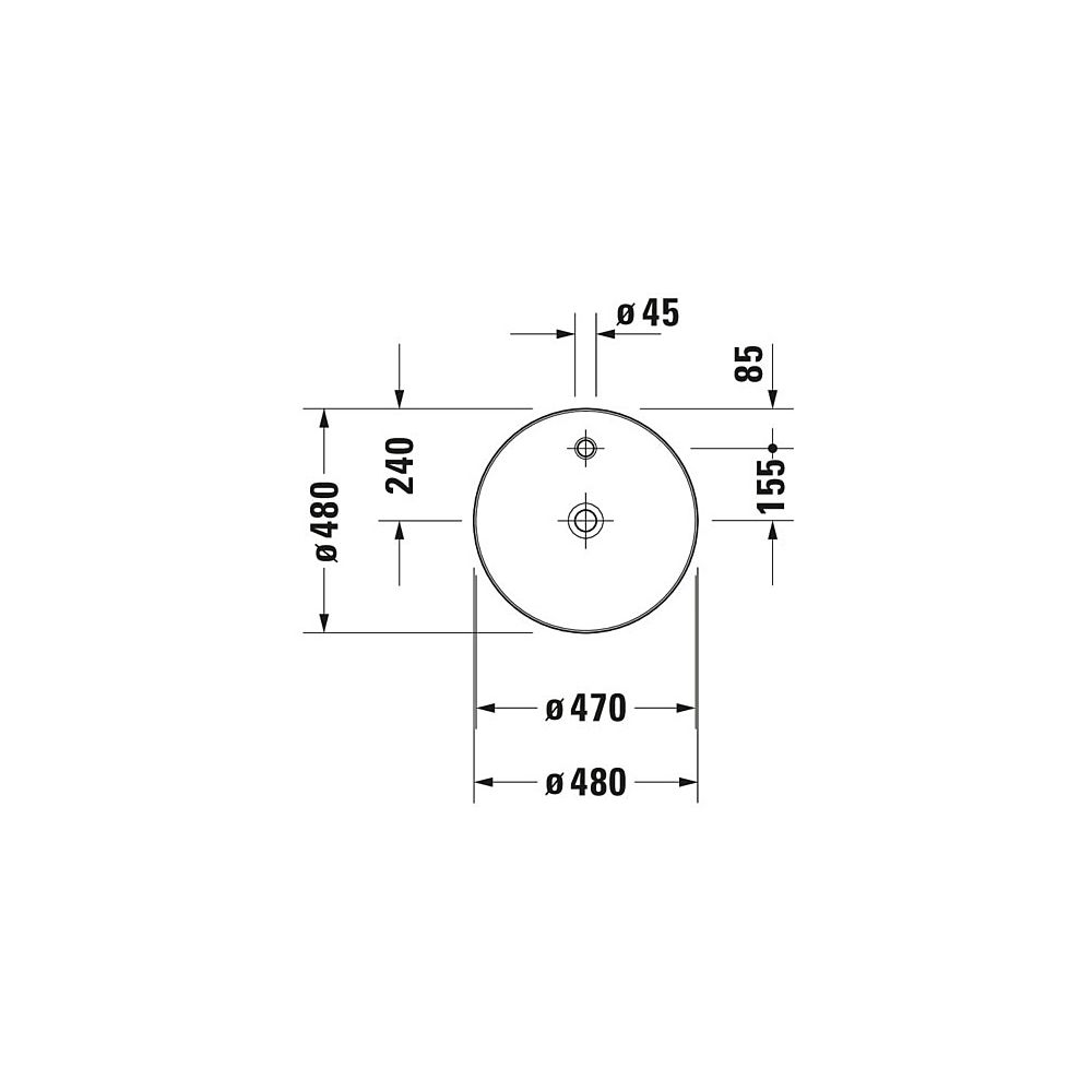 Duravit Cape Cod Aufsatzbecken 480mm, Weiß Hochglanz, DuraCeram, rund, ohne Überla... DURAVIT-2328480000 4021534955341 (Abb. 23)