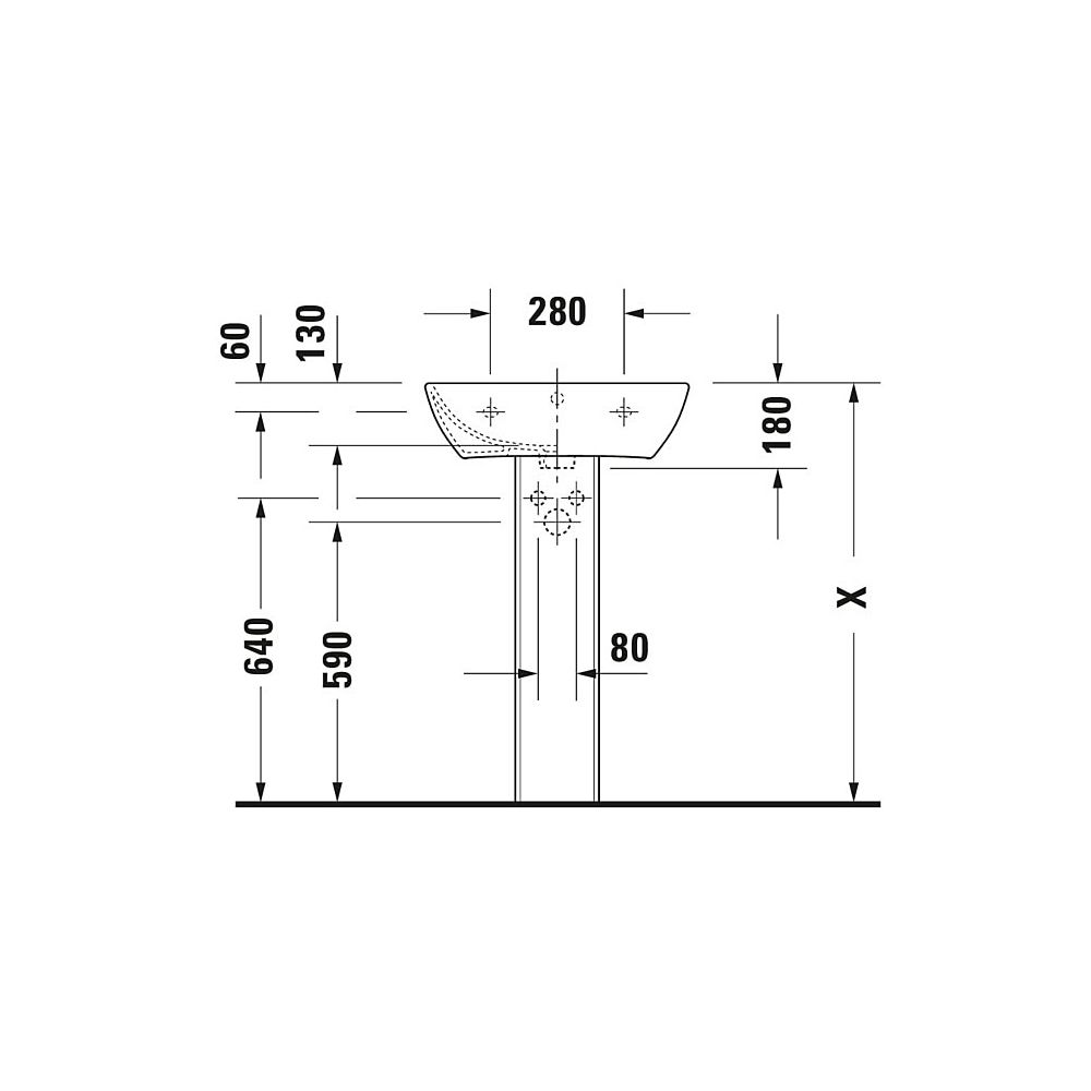 Duravit ME by Starck Waschtisch 440x550x180mm wandhäng., Weiß SDM, Rechteckig, 1 Wa... DURAVIT-2335553200 4053424892702 (Abb. 3)