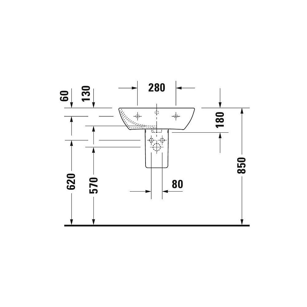 Duravit ME by Starck Waschtisch 440x550x180mm wandhäng., Weiß SDM, Rechteckig, 1 Wa... DURAVIT-2335553200 4053424892702 (Abb. 4)