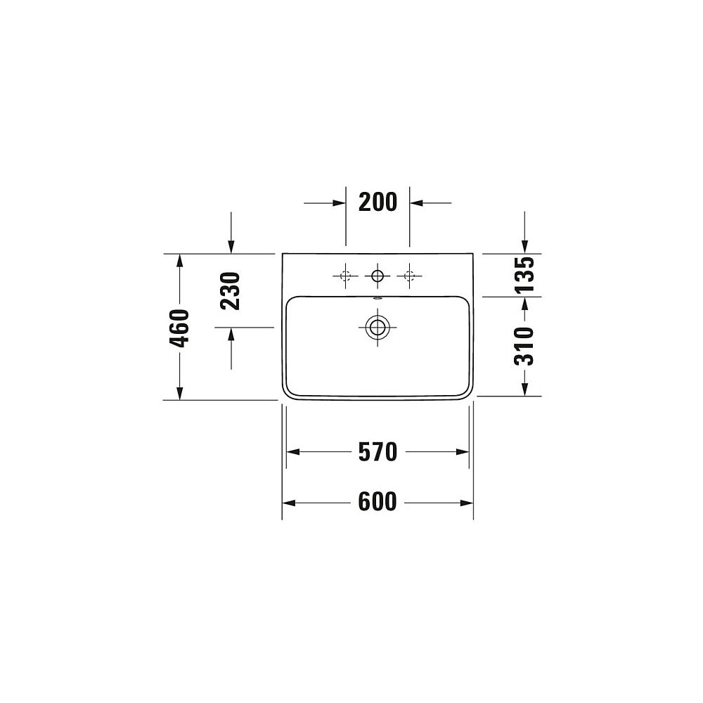Duravit ME by Starck Waschtisch 460x600x180mm wandhäng., Weiß Hochglanz, Rechtecki... DURAVIT-2335600000 4021534966576 (Abb. 21)