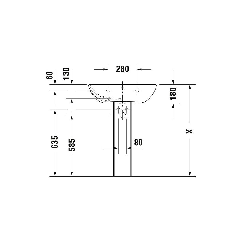 Duravit ME by Starck Waschtisch 490x650x180mm wandhäng., Weiß Hochglanz, Rechtecki... DURAVIT-2335650000 4021534966613 (Abb. 20)