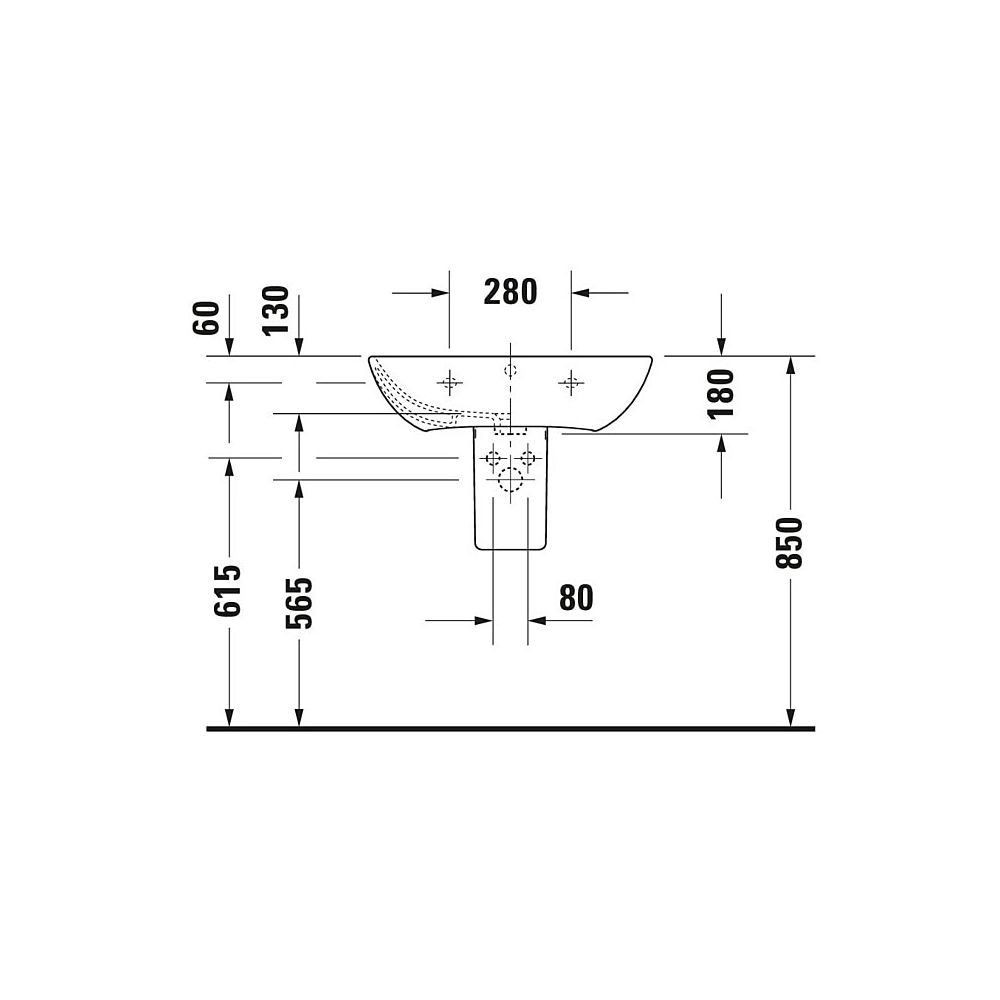 Duravit ME by Starck Waschtisch 490x650x180mm wandhäng., Weiß Hochglanz, Rechtecki... DURAVIT-2335650000 4021534966613 (Abb. 21)