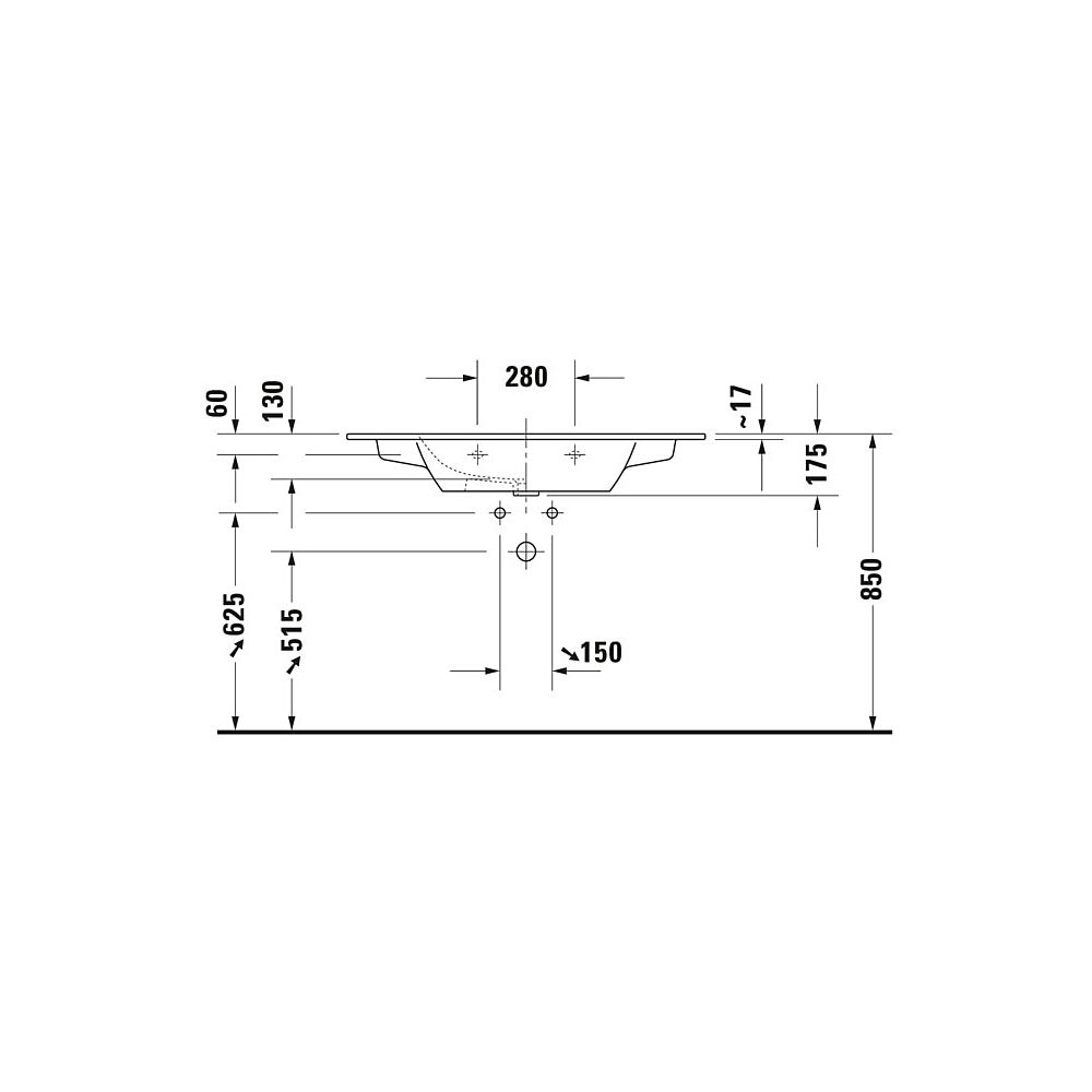 Duravit ME by Starck Waschtisch 490x1030x175mm, WonderGliss, Weiß SDM, Rechteckig,... DURAVIT-23361032601 4053424892870 (Abb. 4)