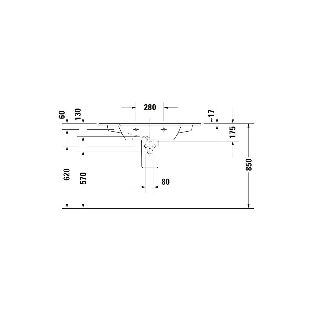 Duravit ME by Starck Waschtisch 490x1030x175mm, WonderGliss, Weiß SDM, Rechteckig,... DURAVIT-23361032601 4053424892870 (Abb. 6)