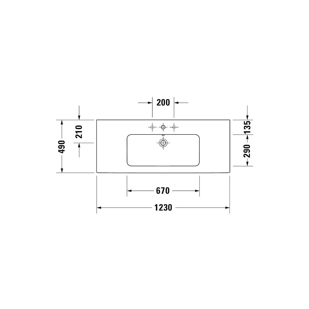 Duravit ME by Starck Waschtisch 490x1230x180mm WonderGliss Weiß Hochglanz, Rechte... DURAVIT-23361200001 4053424052076 (Abb. 14)