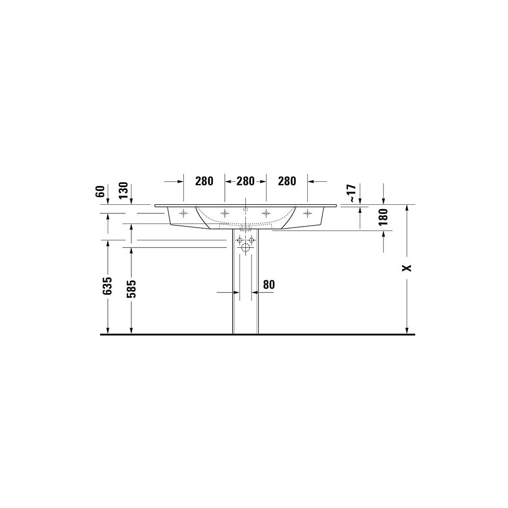Duravit ME by Starck Waschtisch 490x1230x180mm WonderGliss Weiß Hochglanz, Rechte... DURAVIT-23361200001 4053424052076 (Abb. 17)