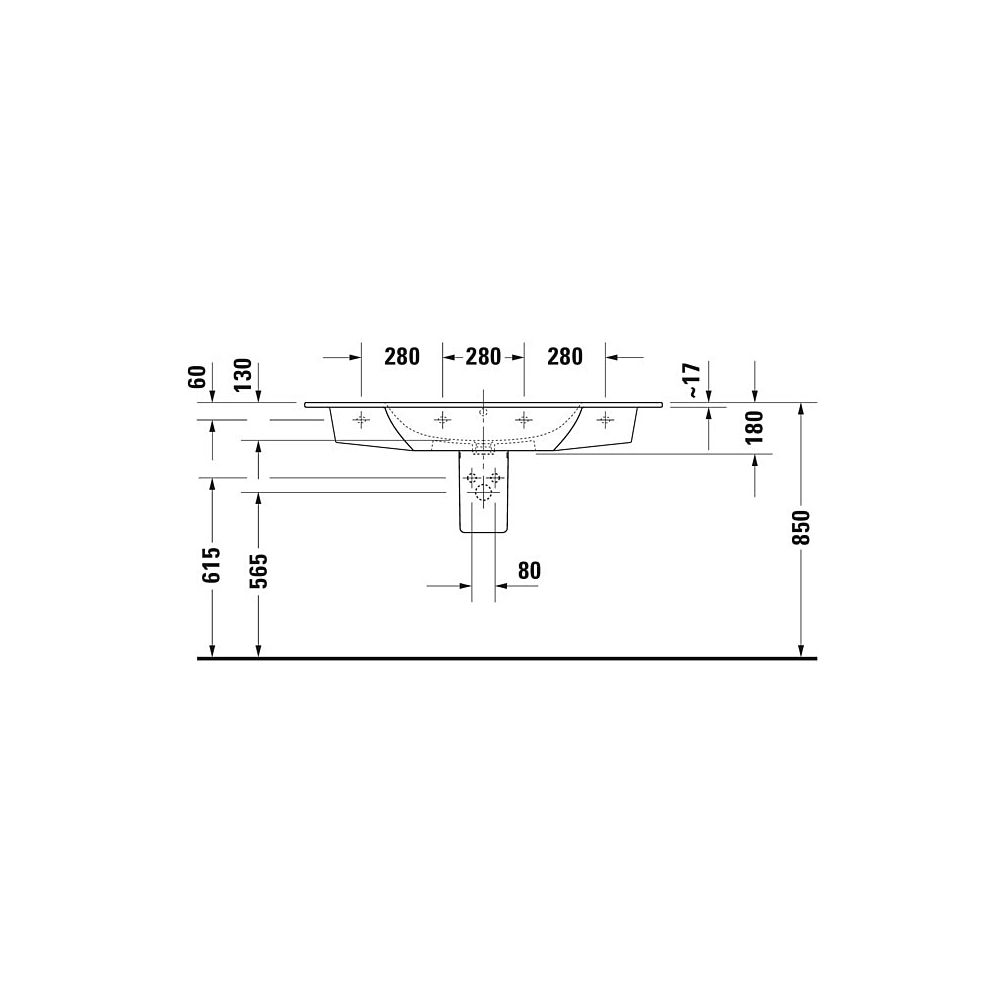 Duravit ME by Starck Waschtisch 490x1230x180mm WonderGliss Weiß Hochglanz, Rechte... DURAVIT-23361200001 4053424052076 (Abb. 18)