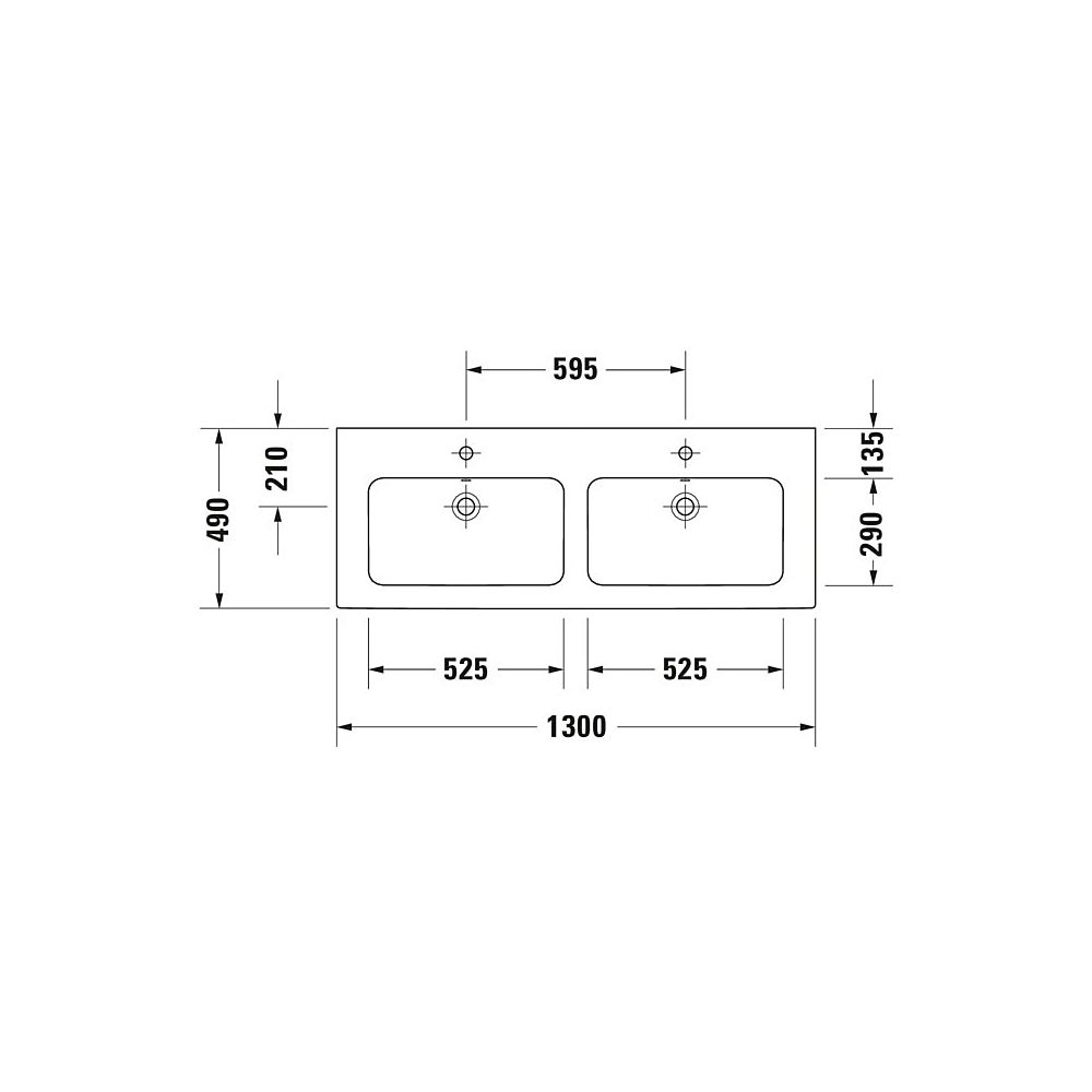 Duravit ME by Starck Doppelwaschtisch 490x1300x180mm wh, Weiß SM, Rechteckig, Wond... DURAVIT-23361332601 4053424892993 (Abb. 5)