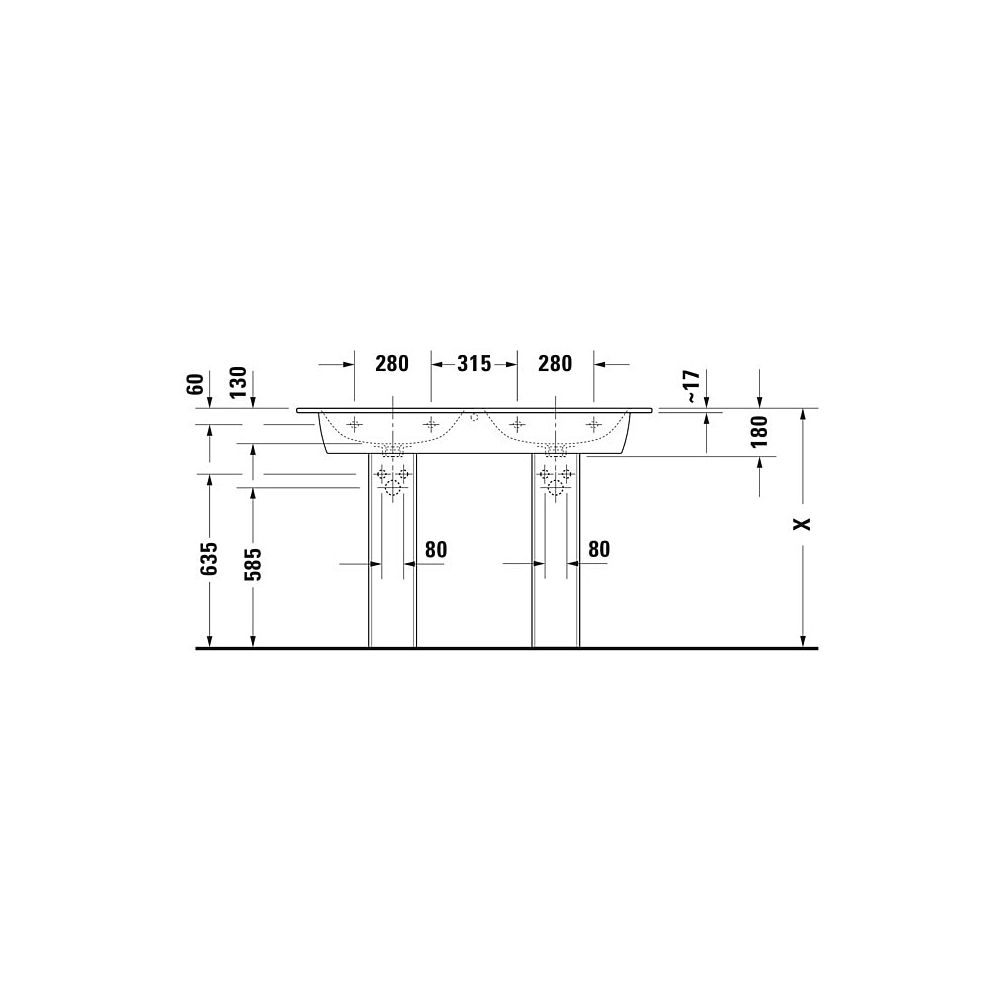 Duravit ME by Starck Doppelwaschtisch 490x1300x180mm wh, Weiß SM, Rechteckig, Wond... DURAVIT-23361332601 4053424892993 (Abb. 8)
