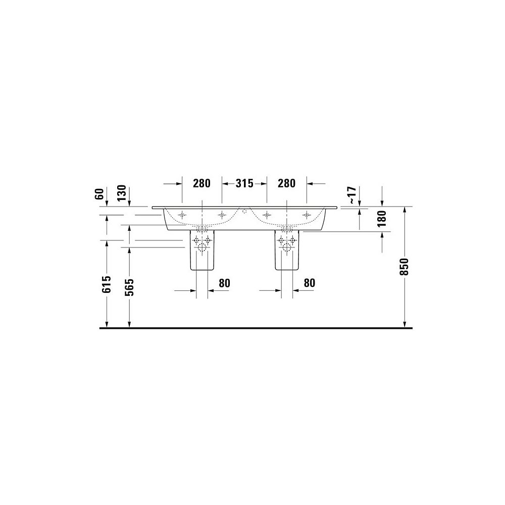 Duravit ME by Starck Doppelwaschtisch 490x1300x180mm wh, Weiß SM, Rechteckig, Wond... DURAVIT-23361332601 4053424892993 (Abb. 9)