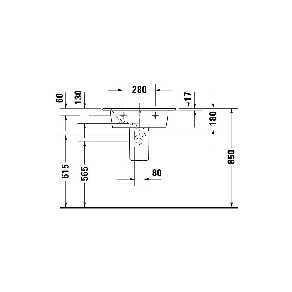 Duravit ME by Starck Waschtisch 490x630x180mm, Weiß Hochglanz, Rechteckig, 1 Wasch... DURAVIT-2336630000 4053424052014 (Abb. 21)