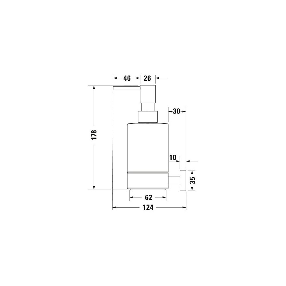 Duravit Karree Seifenspender 68x124x178mm, Chrom, Glas/Messing, 0,36l, wandhängend... DURAVIT-0099541000 4021534901102 (Abb. 13)
