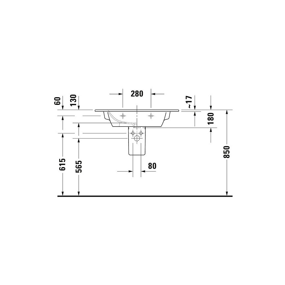 Duravit ME by Starck Waschtisch 490x830x180mm, Weiß Hochglanz, Rechteckig, 1 Wasch... DURAVIT-2336830000 4021534966538 (Abb. 57)
