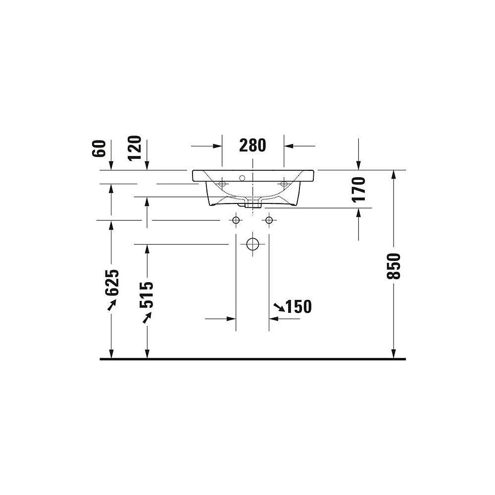 Duravit DuraStyle Waschtisch 400x550x170mm, Compact, Weiß Hochglanz, Rechteckig, 1 ... DURAVIT-2337550000 4053424566412 (Abb. 3)