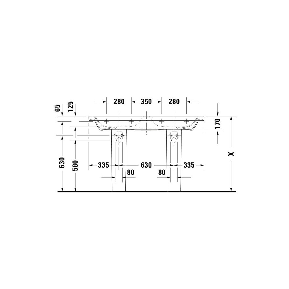 Duravit DuraStyle Doppelwaschtisch 480x1300x170mm wh, Weiß Hochglanz, Rechteckig, 2... DURAVIT-2338130000 4021534984631 (Abb. 7)