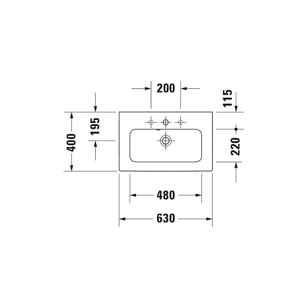 Duravit ME by Starck Waschtisch 400x630x180mm, Compact, Weiß SDM, Rechteckig, 1 Was... DURAVIT-2342633260 4053424893167 (Abb. 2)