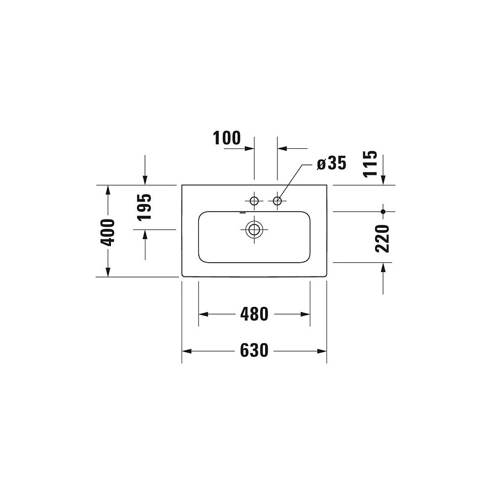Duravit ME by Starck Waschtisch 400x630x180mm, Compact, Weiß SDM, Rechteckig, 1 Was... DURAVIT-2342633260 4053424893167 (Abb. 3)