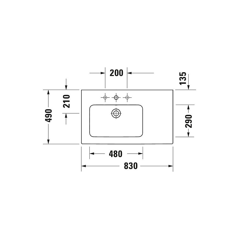 Duravit ME by Starck Waschtisch 490x830x180mm, Weiß Seidenmatt, Rechteckig, 1 Wasch... DURAVIT-2345833260 4053424893327 (Abb. 3)