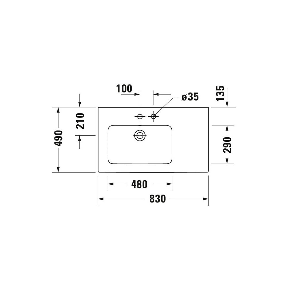 Duravit ME by Starck Waschtisch 490x830x180mm, Weiß Seidenmatt, Rechteckig, 1 Wasch... DURAVIT-2345833260 4053424893327 (Abb. 4)