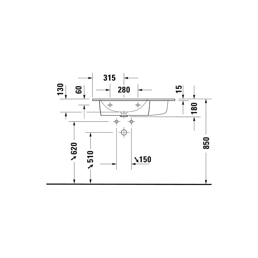 Duravit ME by Starck Waschtisch 490x830x180mm, Weiß Seidenmatt, Rechteckig, 1 Wasch... DURAVIT-2345833260 4053424893327 (Abb. 5)
