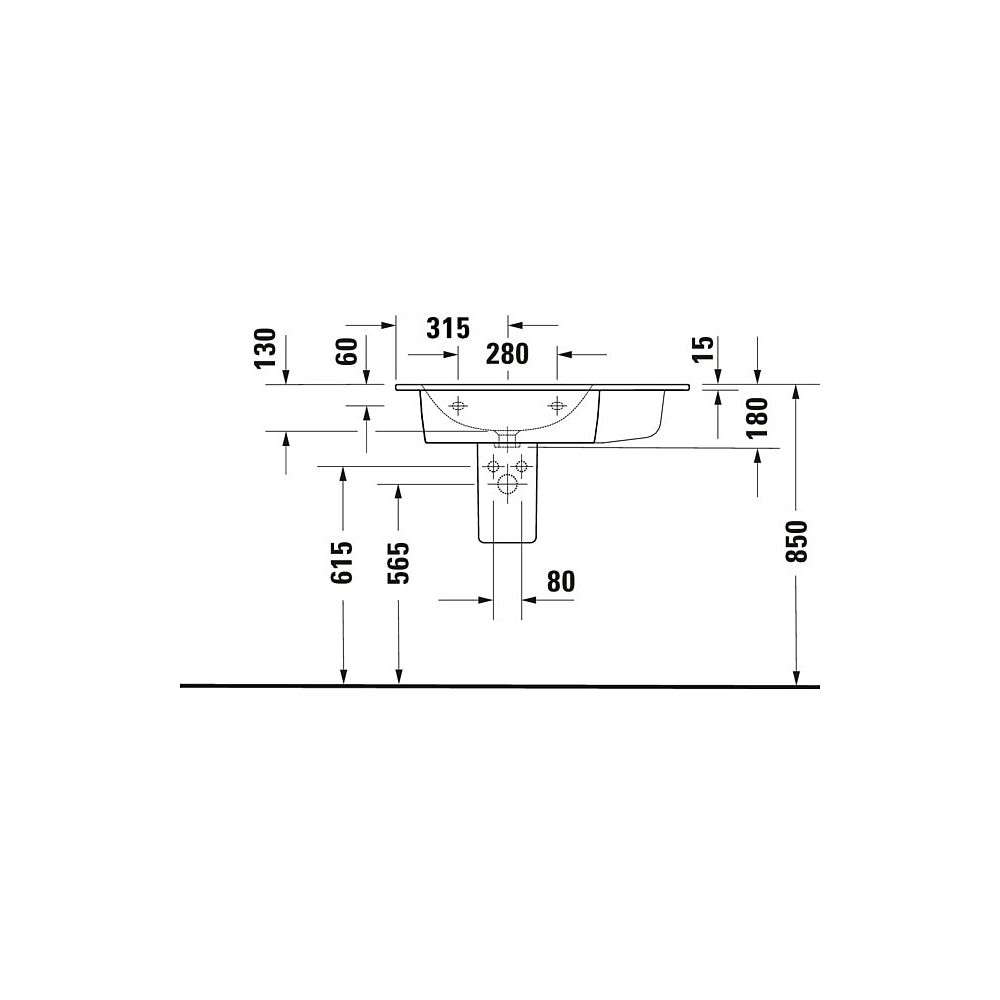 Duravit ME by Starck Waschtisch 490x830x180mm, Weiß Seidenmatt, Rechteckig, 1 Wasch... DURAVIT-2345833260 4053424893327 (Abb. 7)