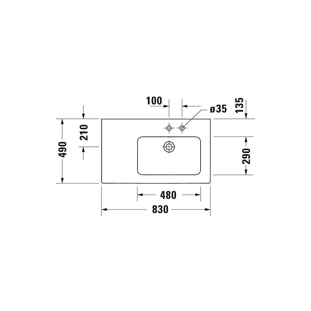 Duravit ME by Starck Waschtisch 490x830x180mm, Weiß Seidenmatt, Rechteckig, 1 Wasch... DURAVIT-2346833260 4053424893389 (Abb. 4)