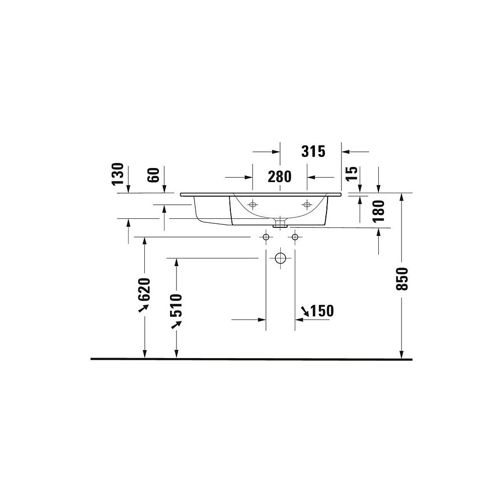Duravit ME by Starck Waschtisch 490x830x180mm, Weiß Seidenmatt, Rechteckig, 1 Wasch... DURAVIT-2346833260 4053424893389 (Abb. 5)